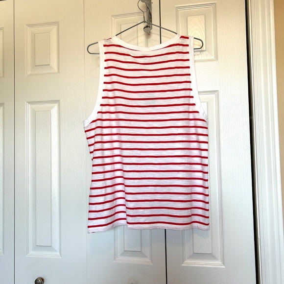 SIGRID OLSEN NWT 100% Cotton Red/White Stripe Tank Top Size L - Picture 4 of 14